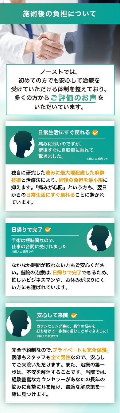施術後の負担について